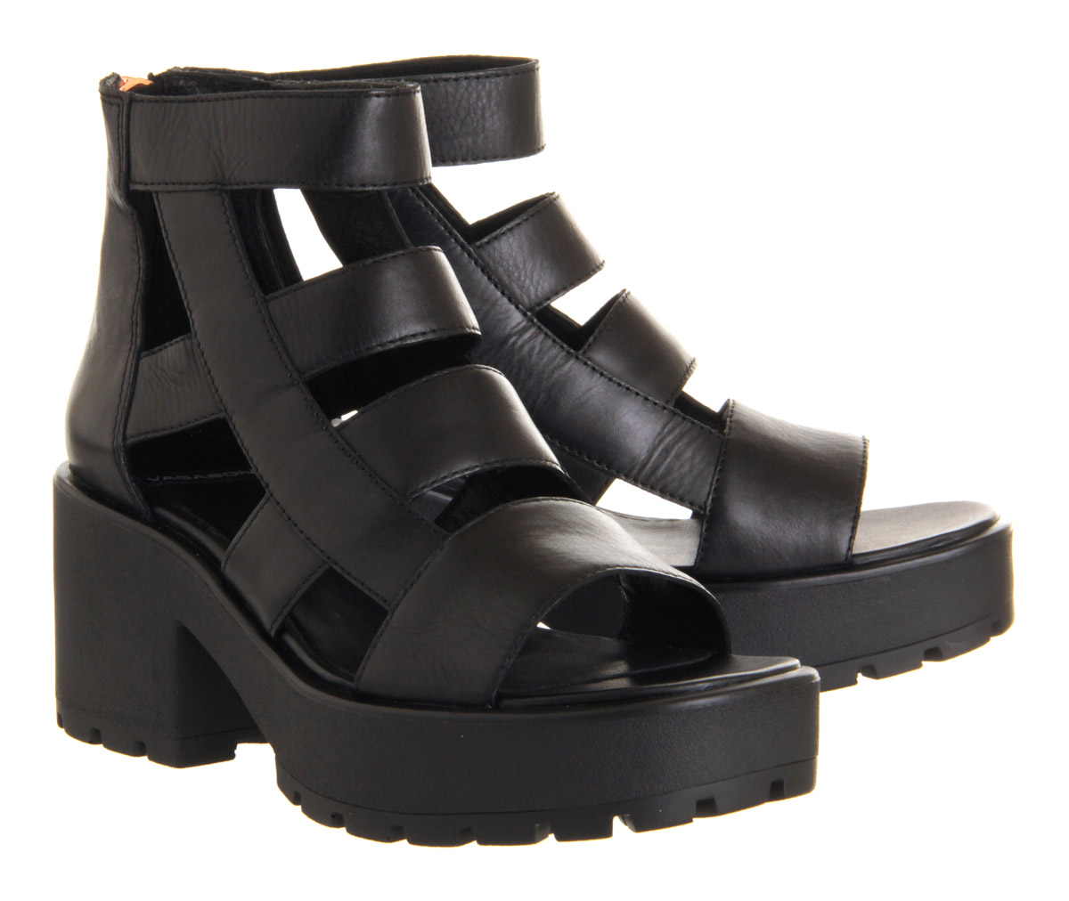 Vagabond ShoemakersDioon Back Zip SandalsBlack Leather Rose Gold Zip
