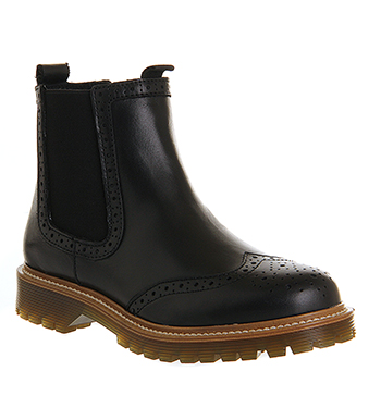 Office Charlie Brogue Chelsea boots Black Leather - Ankle Boots