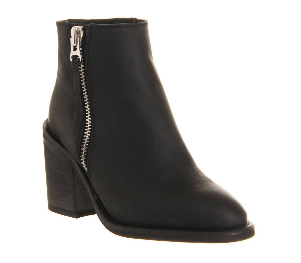 OFFICECleopatra Mid Heel Casual Side ZipBlack Leather