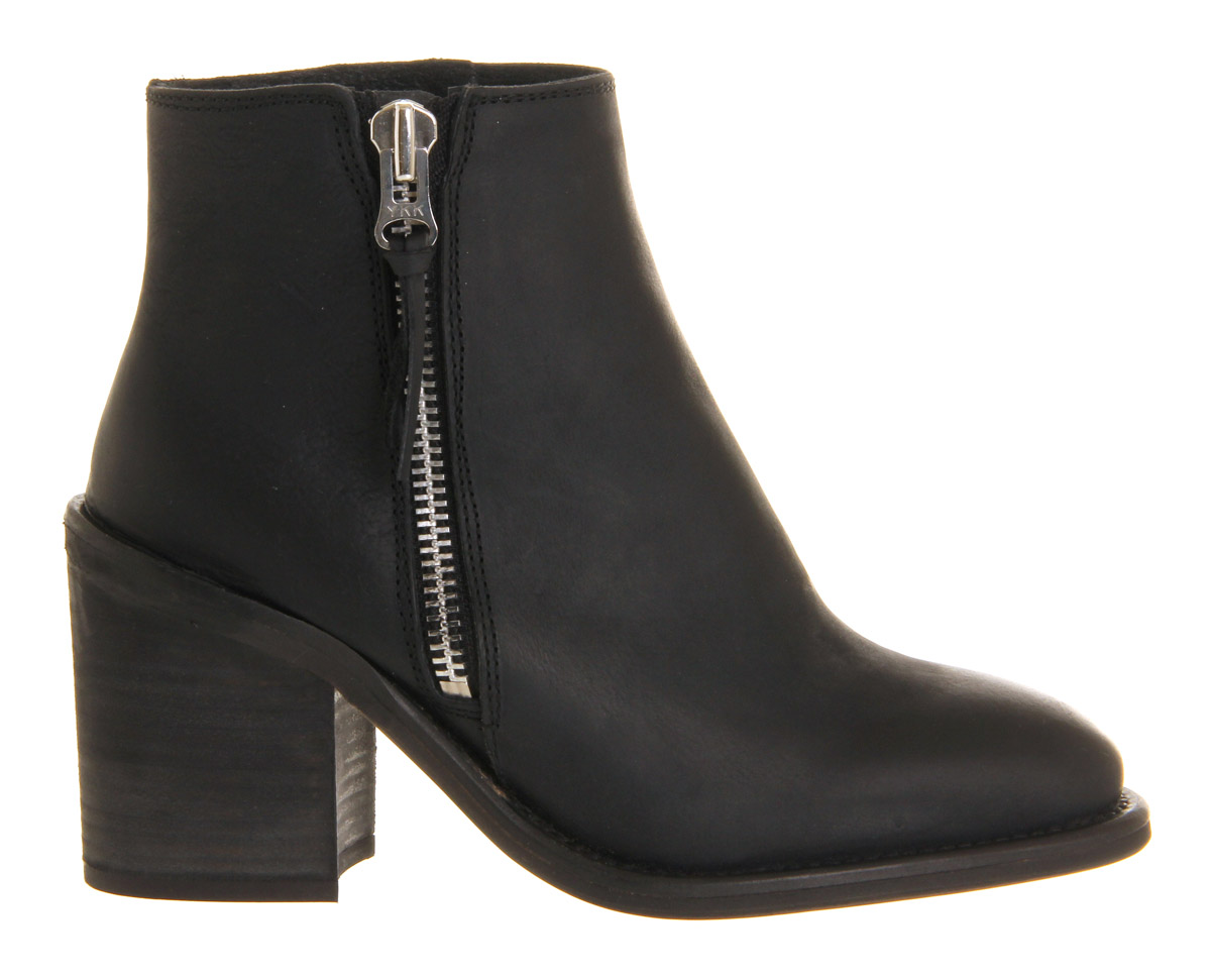 OFFICECleopatra Mid Heel Casual Side ZipBlack Leather