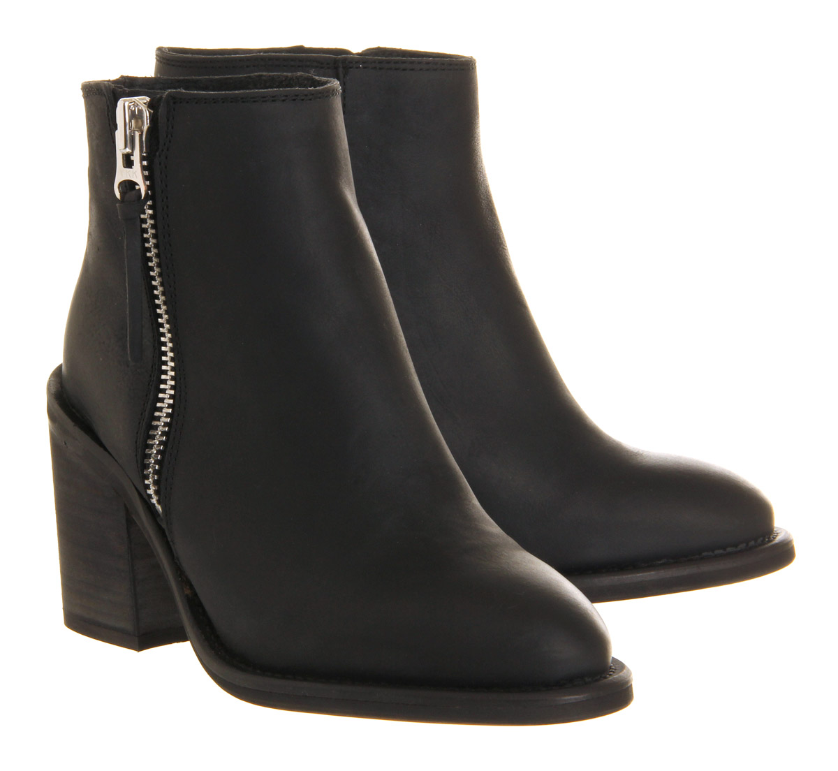OFFICECleopatra Mid Heel Casual Side ZipBlack Leather