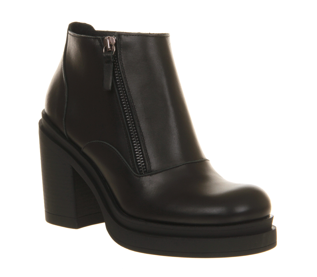 OFFICECarter Chunky Heel Side ZipBlack Leather