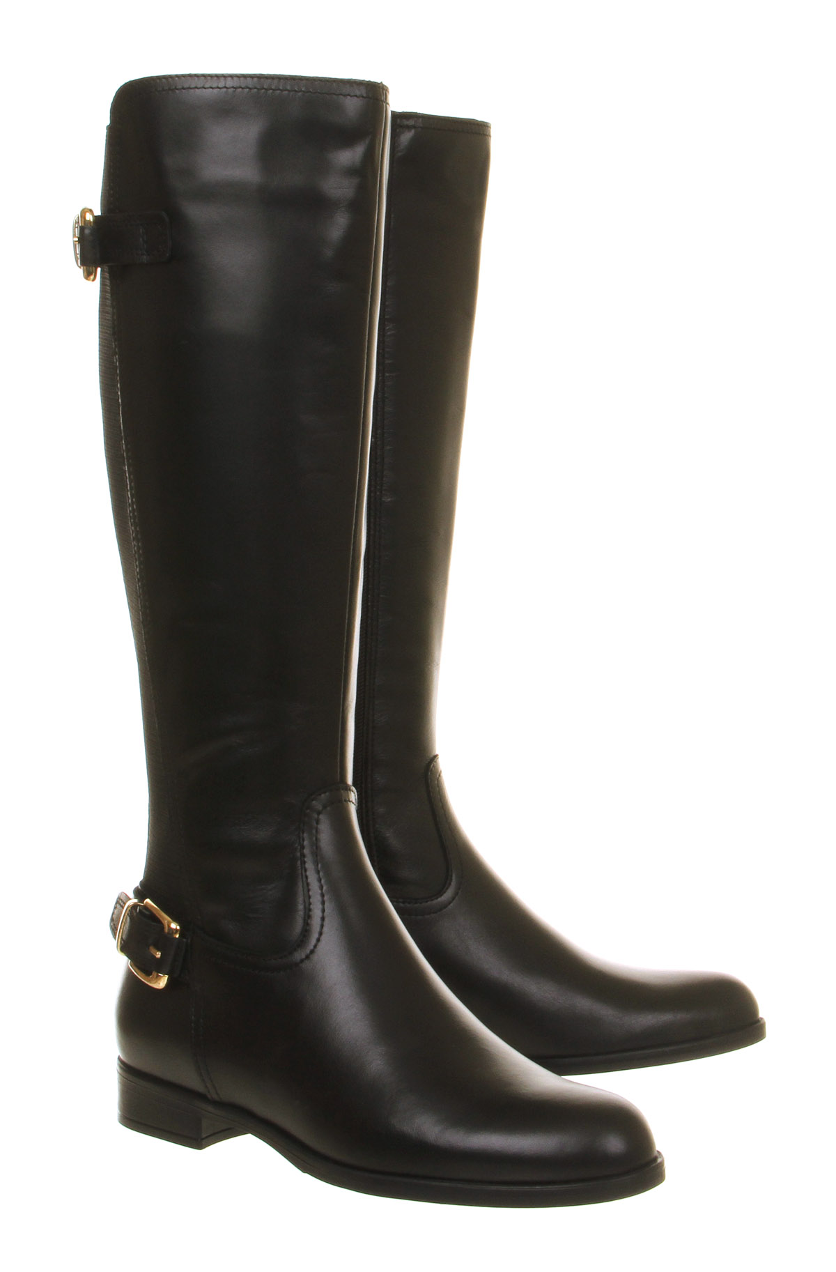 OFFICEAgent 2 Elastic Back Knee BootsBlack Leather