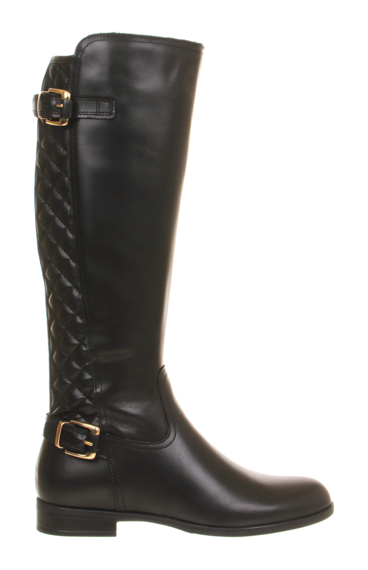 OFFICEAgent 2 Elastic Back Knee BootsBlack Quilt Leather
