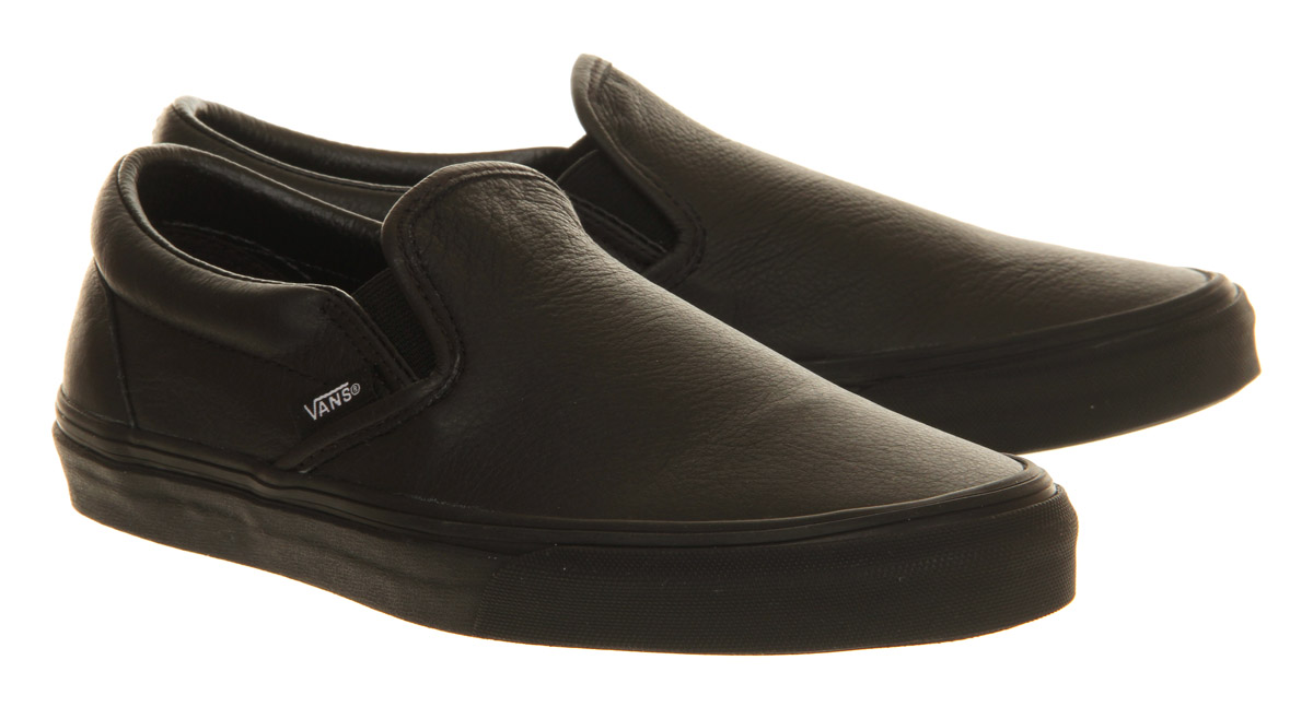 VansClassic Slip On ShoesBlack Mono Leather