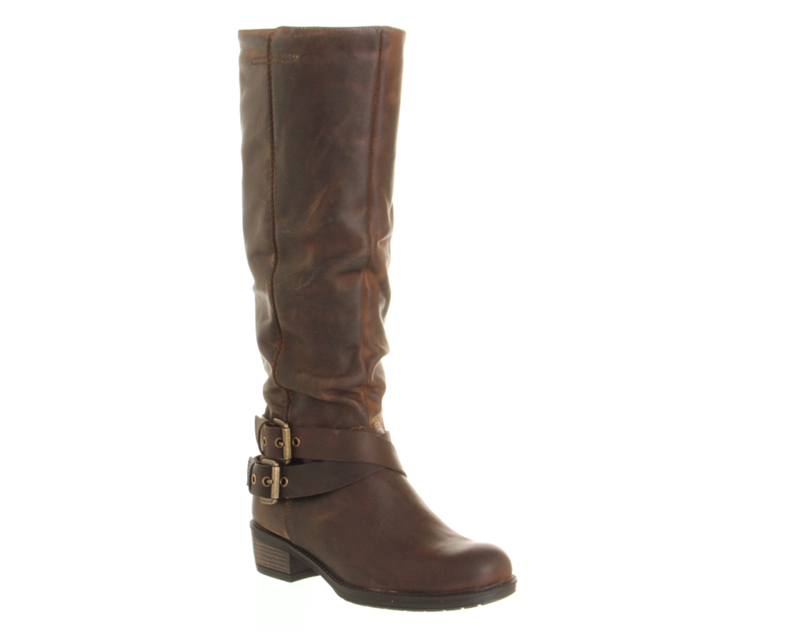 OFFICENifty Buckle Knee BootsTan Leather
