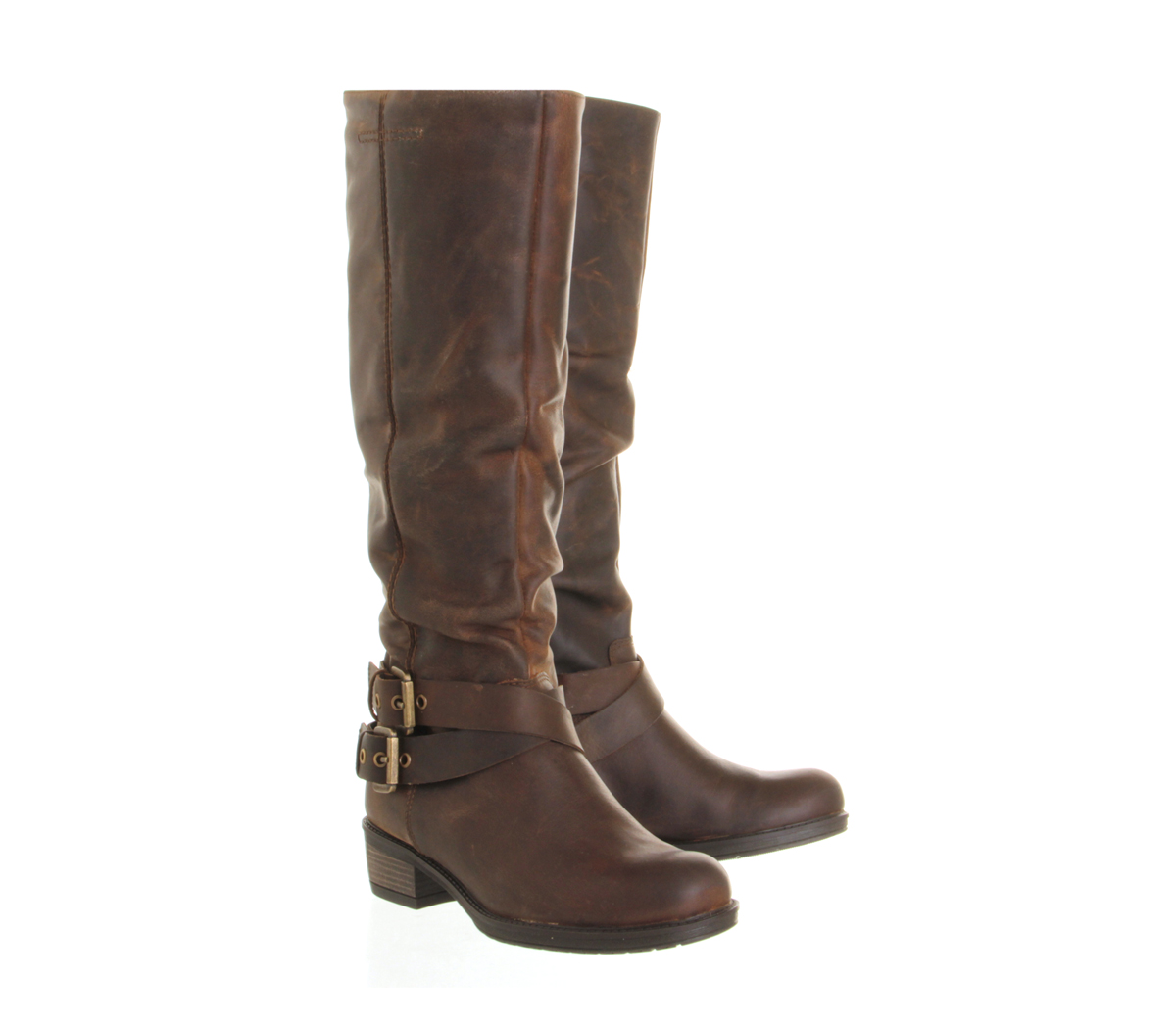 OFFICENifty Buckle Knee BootsTan Leather