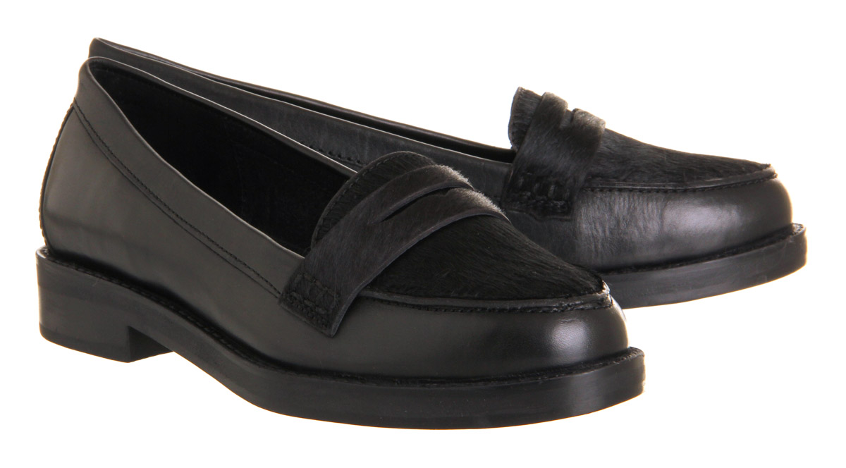 OFFICEVictorious Penny loafersBlack Pony Black Leather