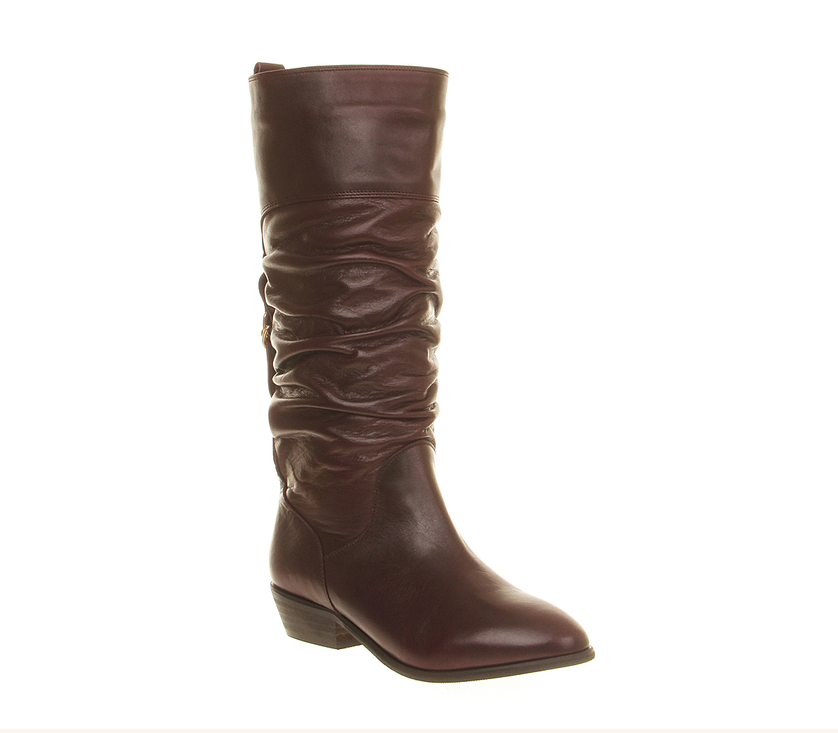 Office Nicola Ruched boots Wine Leather 