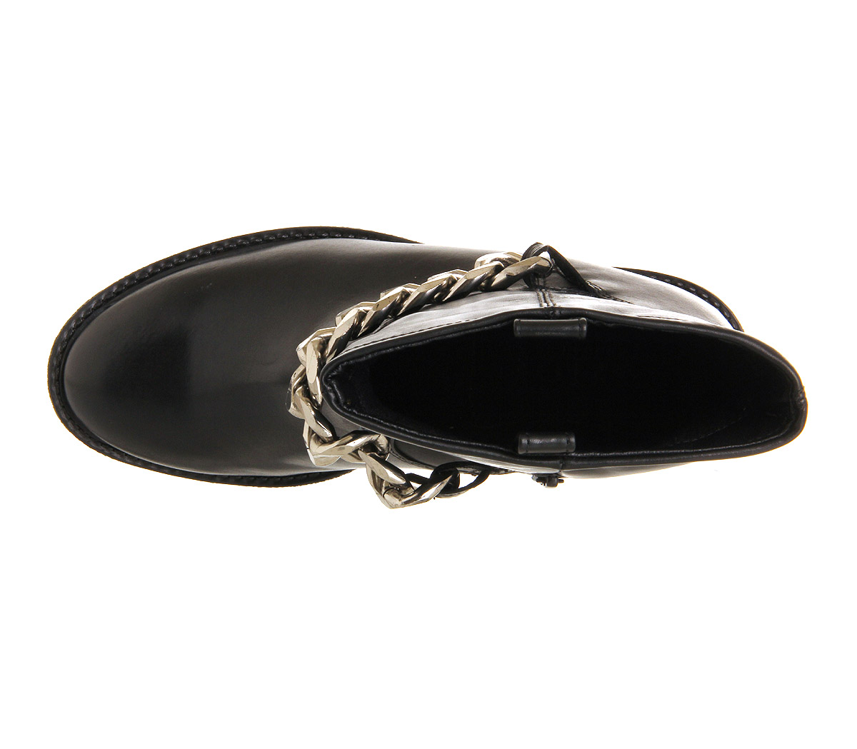 OFFICEClyde Heavy Chain BikerBlack Leather Silver Chain