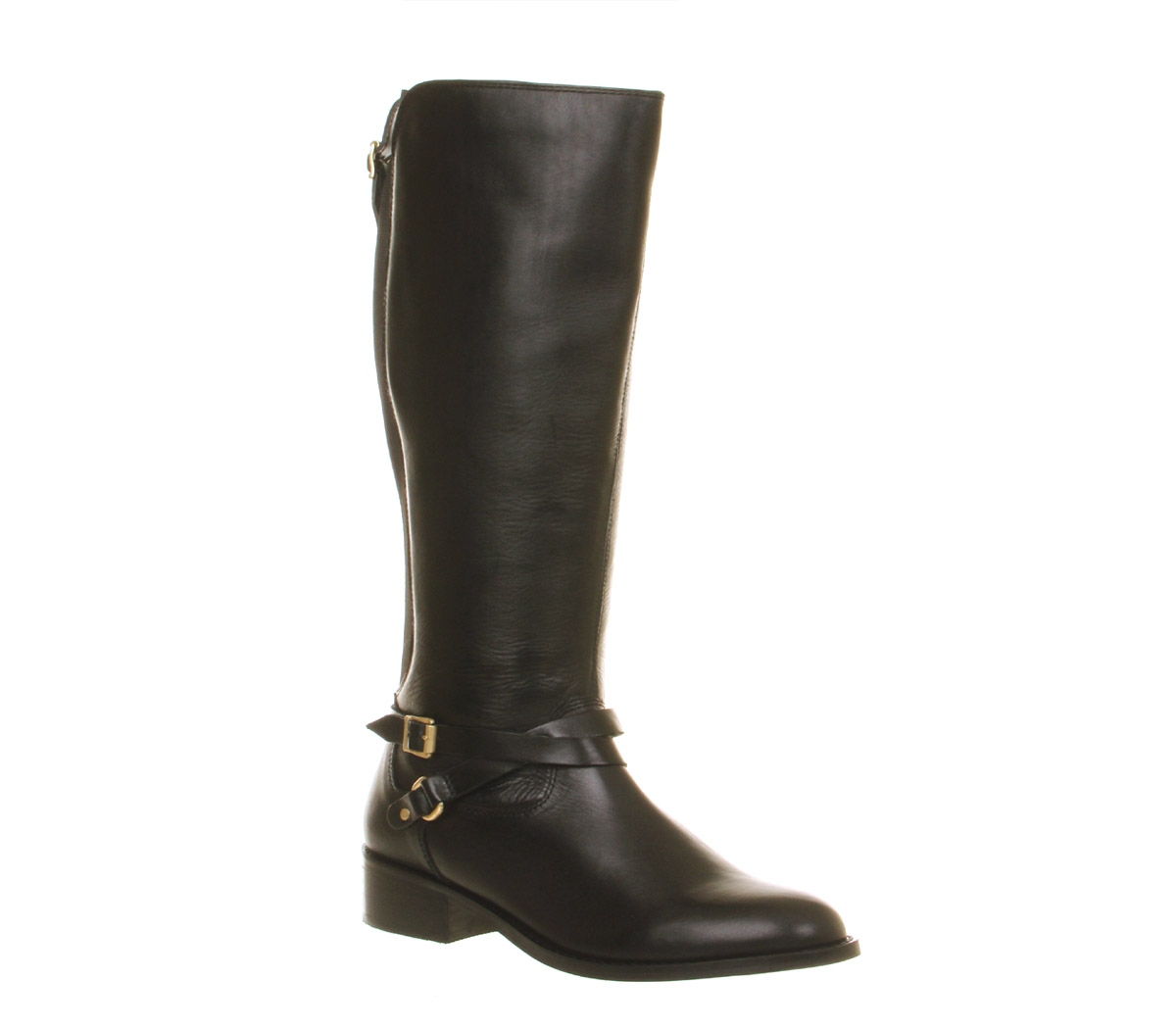 OFFICE National Smart Elastic Rider Black Leather - Knee High Boots