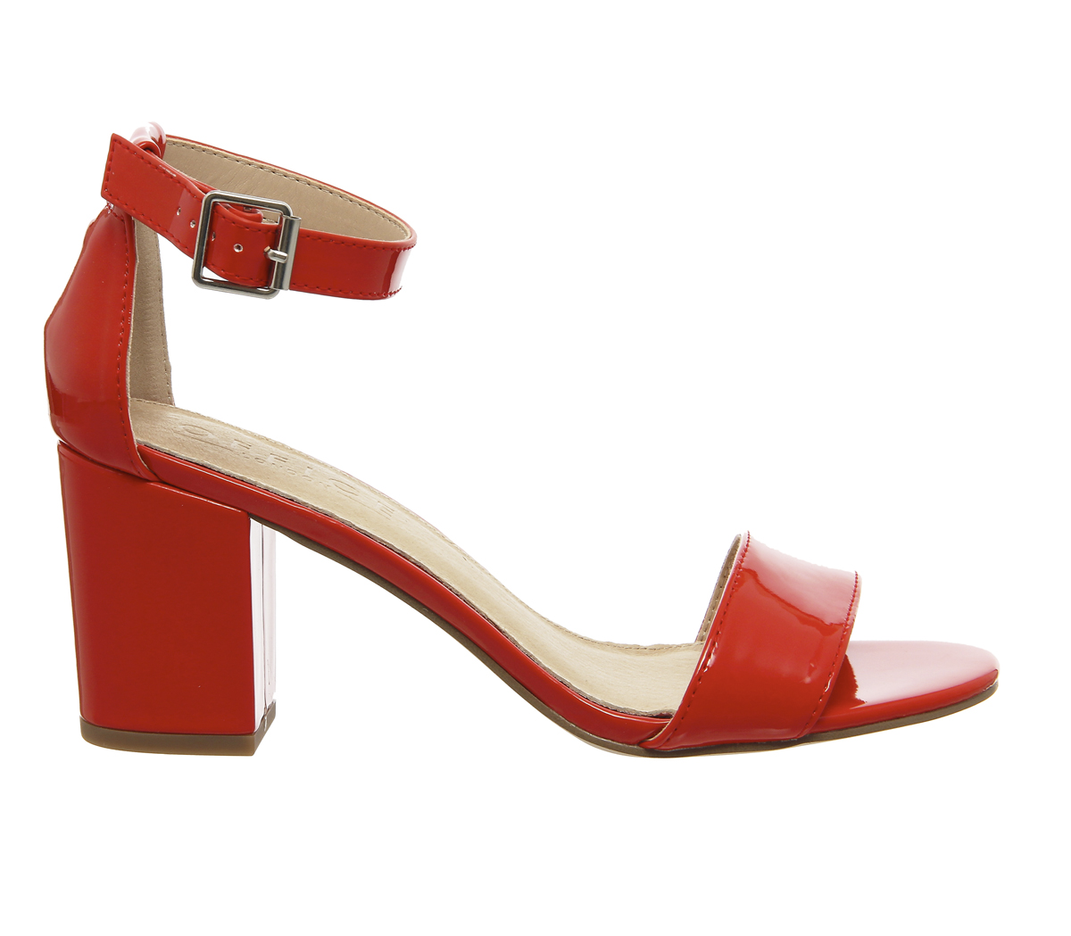 OFFICEWatermelon Block Heel SandalRed Patent