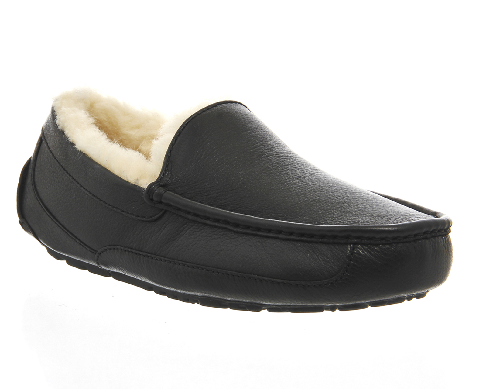 UGG Ascot Slippers Black Leather - Casual