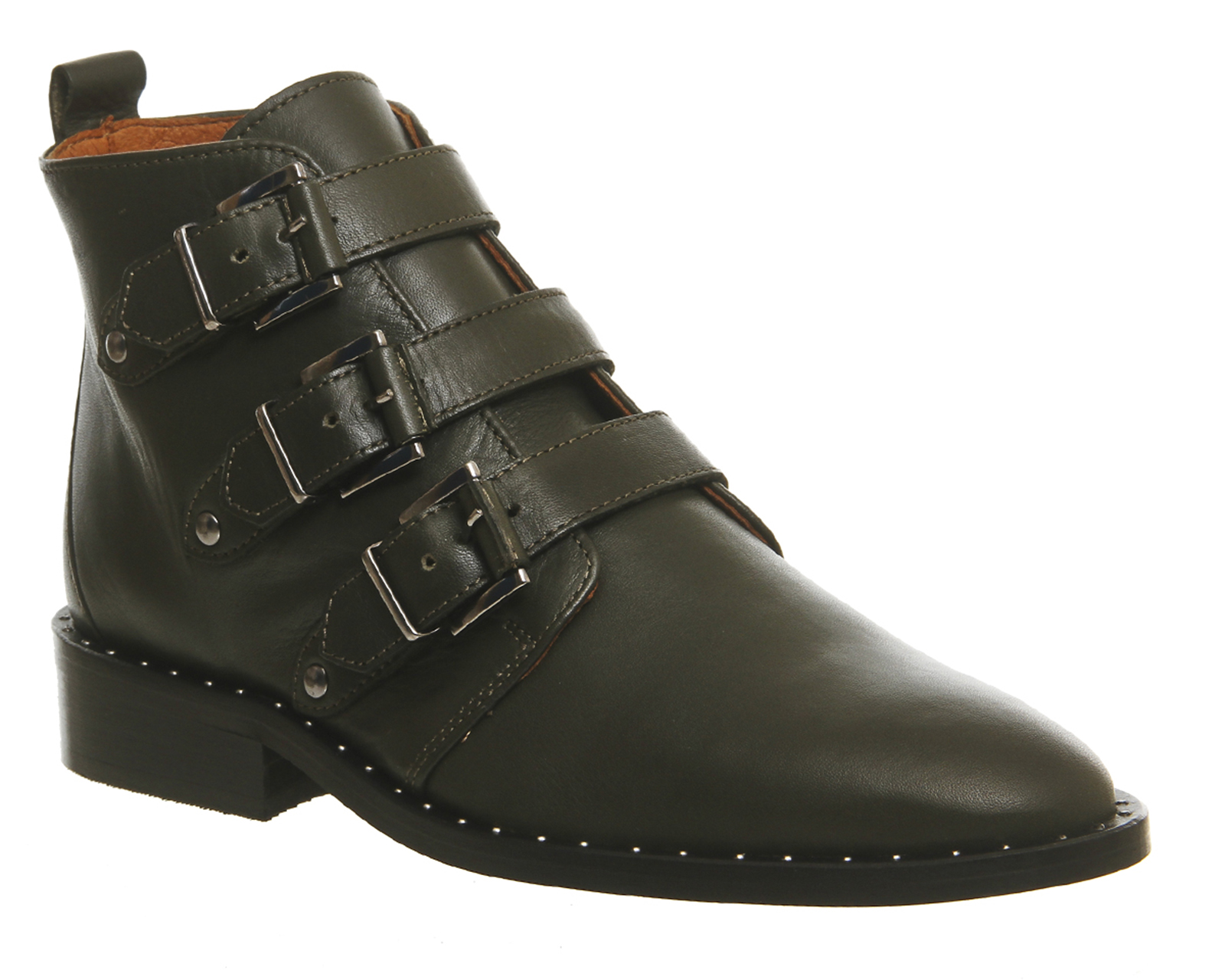 OFFICELock Down Buckle BootsOlive Leather