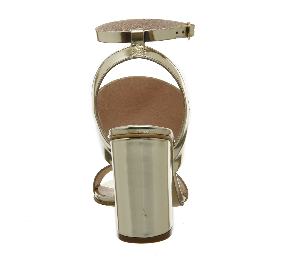 OFFICETime 3 Strap Block Heel SandalGold