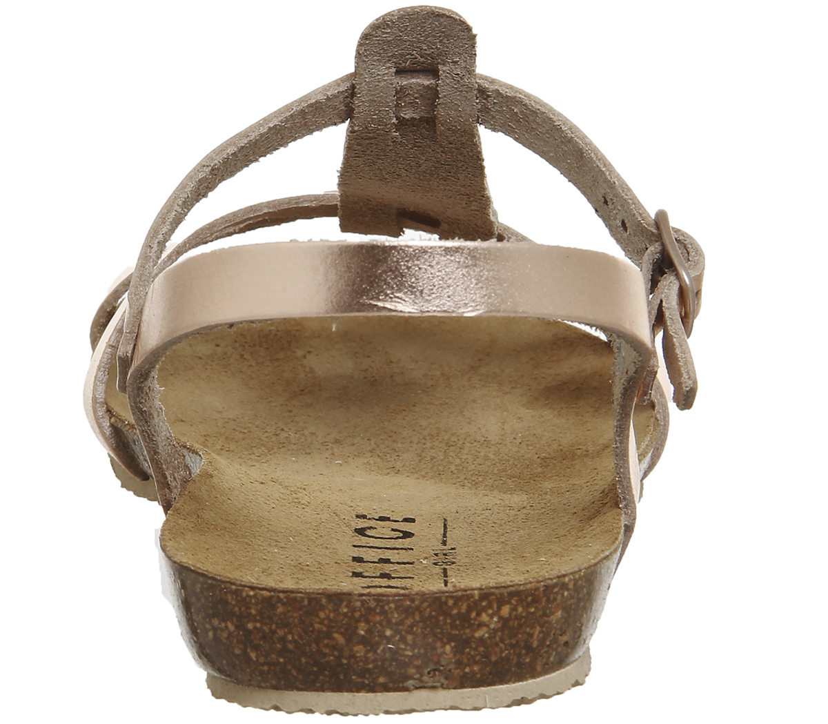 OFFICESorbet T-bar Footbed SandalsRose Gold Leather