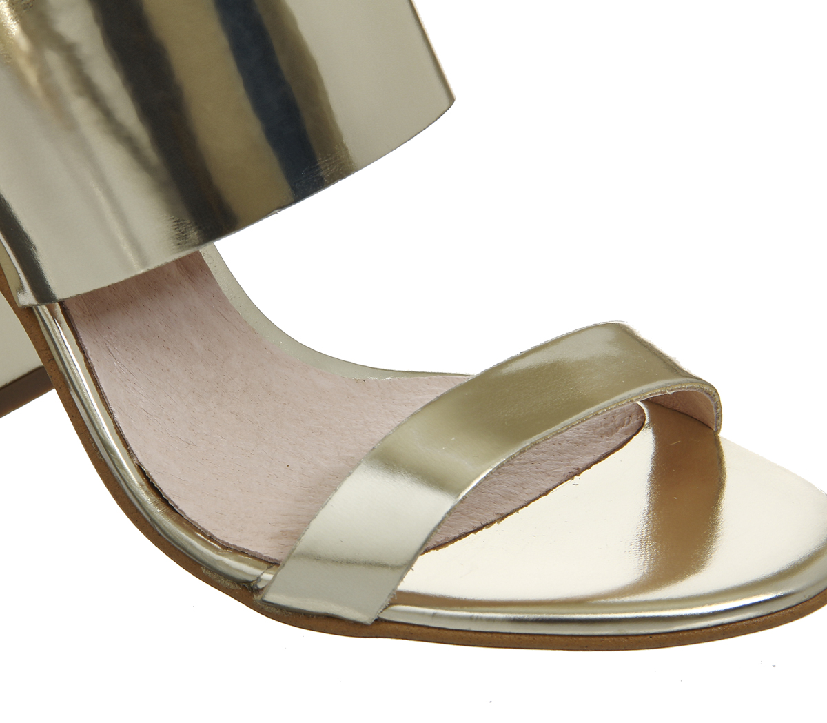 OFFICETime 3 Strap Block Heel SandalGold
