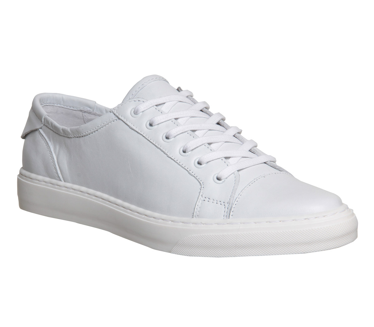 OFFICE Libra Point Lace Up Trainer White Leather - Flat Shoes for Women