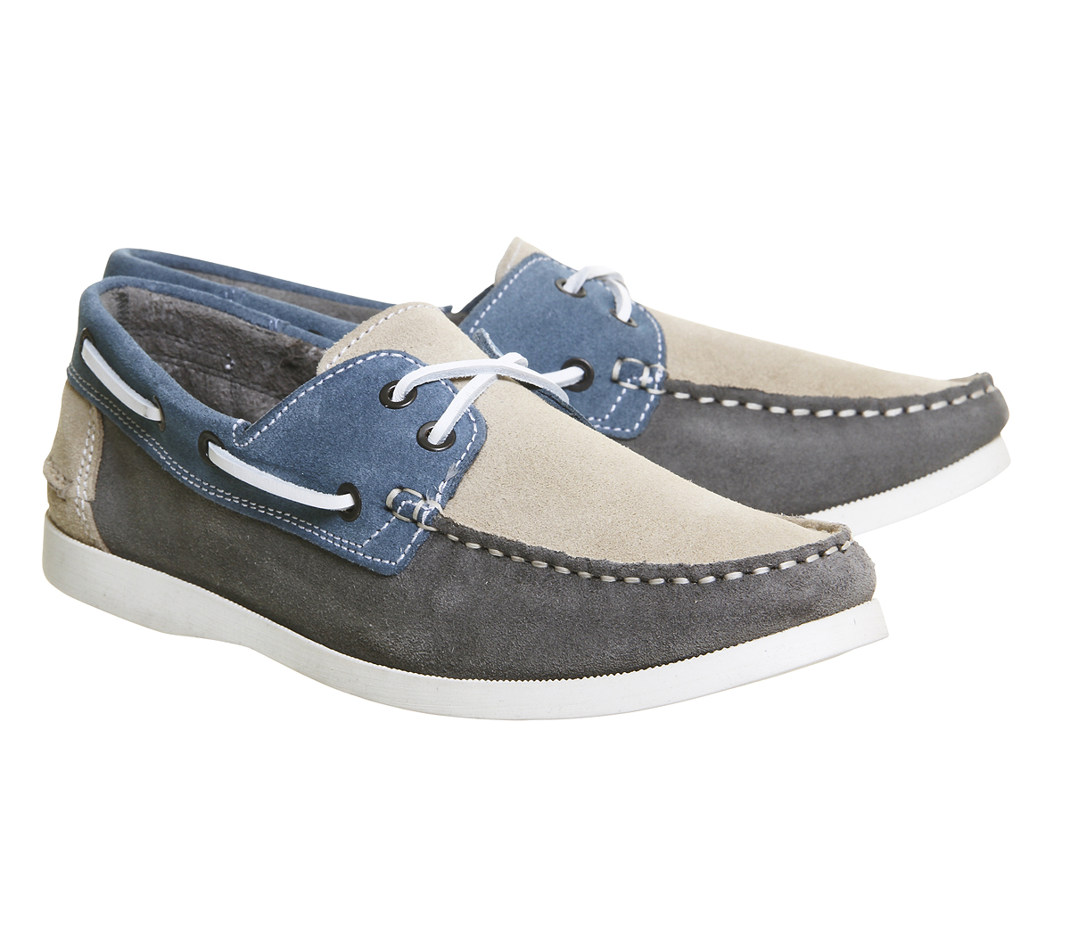 Ask the MissusDolphin Boat ShoesBlue Beige Grey Suede