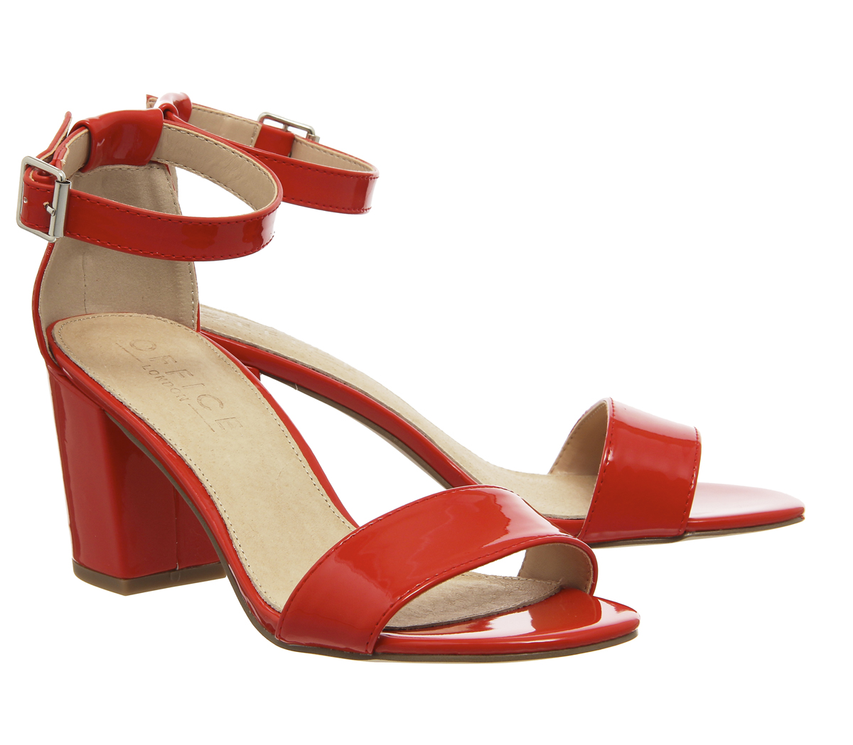 OFFICEWatermelon Block Heel SandalRed Patent