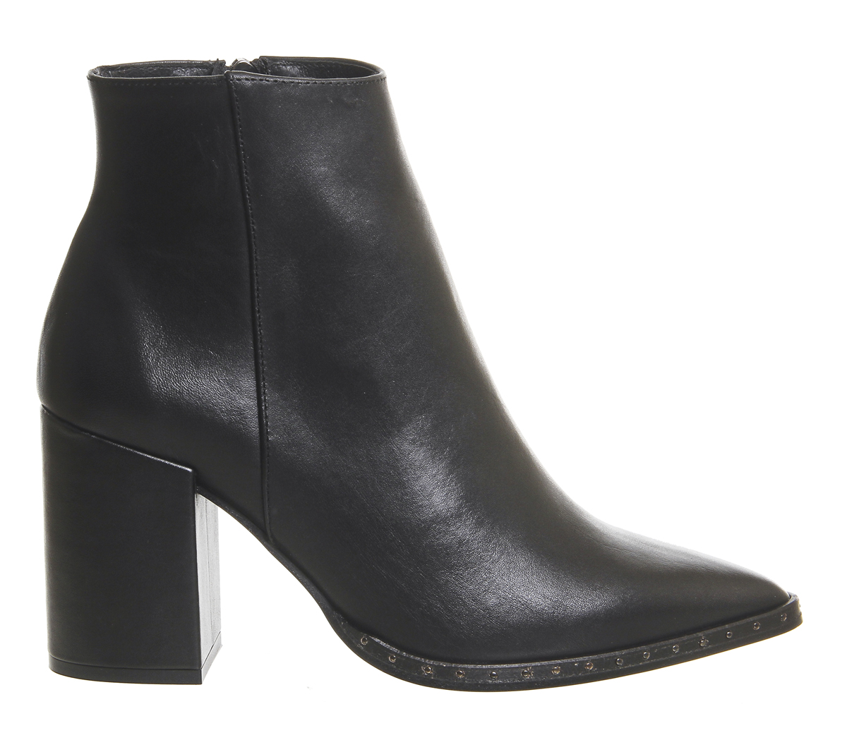 OFFICELake Pointed BootsBlack Leather Studded