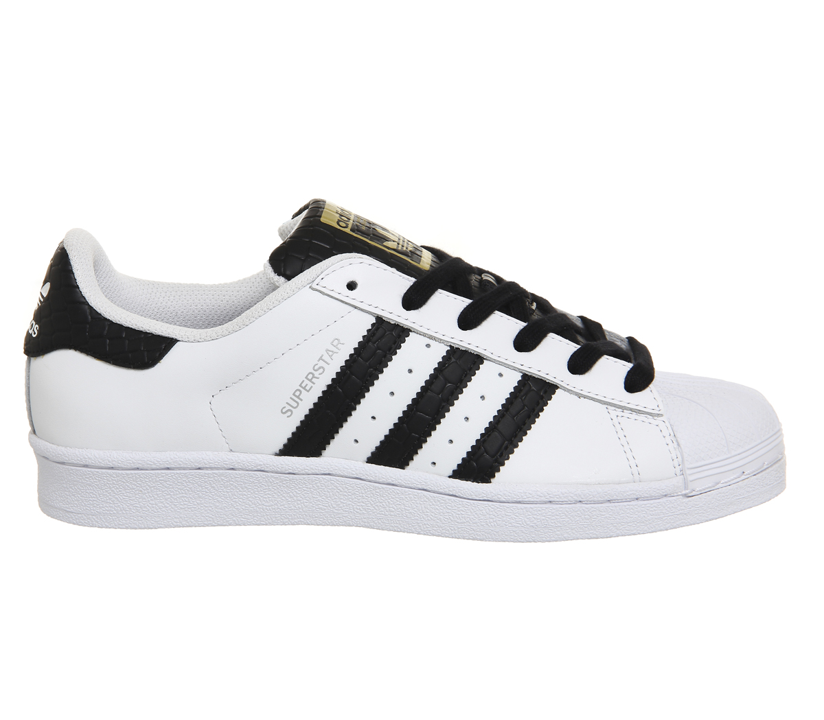adidas Superstar 1 White Black Croc - Women's Trainers