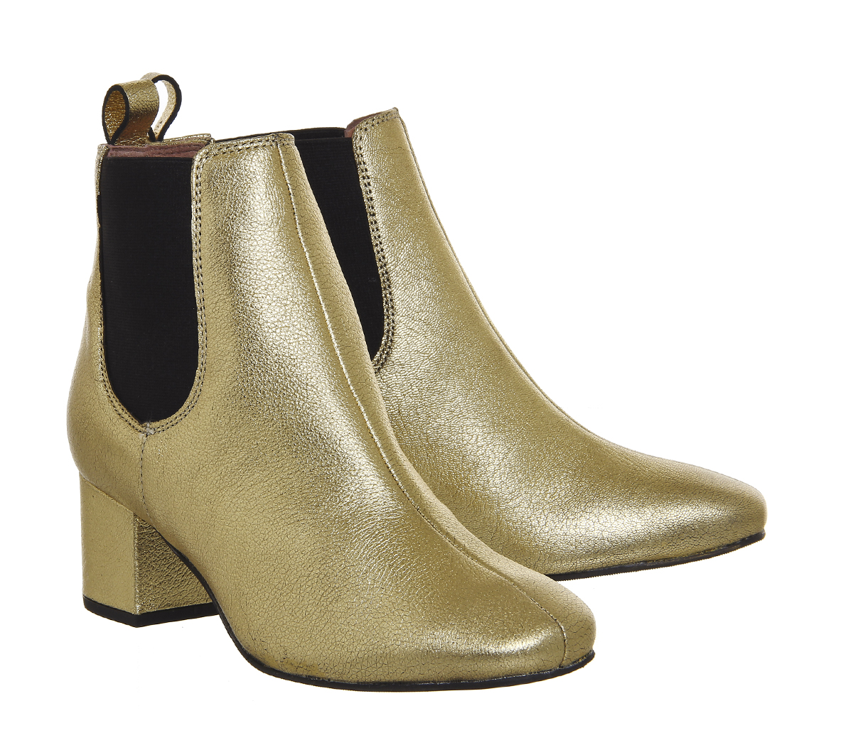 OFFICELove Bug Block Heel Chelsea BootsGold Leather