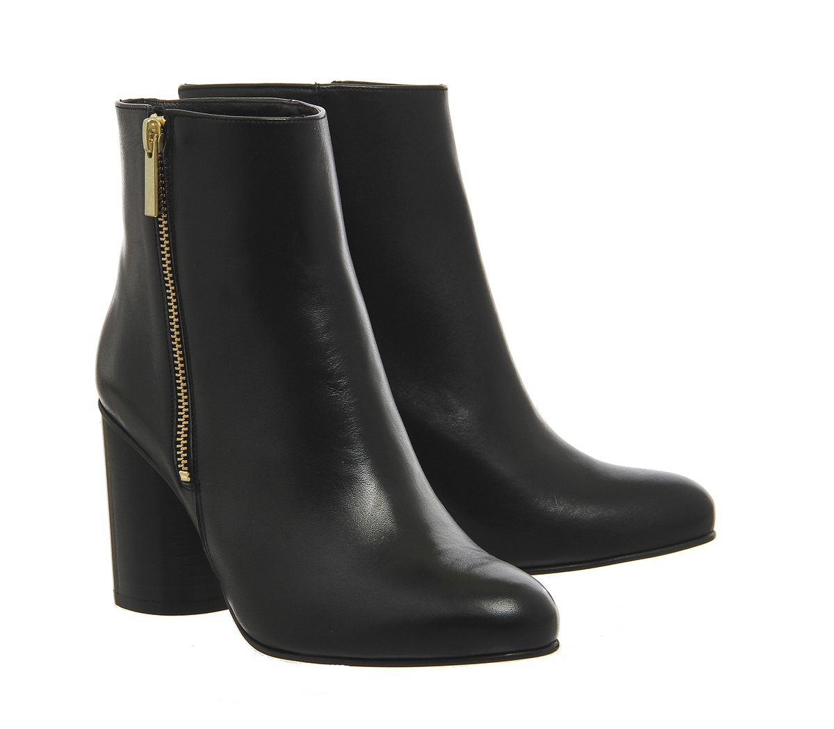 OFFICEIndulgence Cylindrical Heel BootsBlack Leather