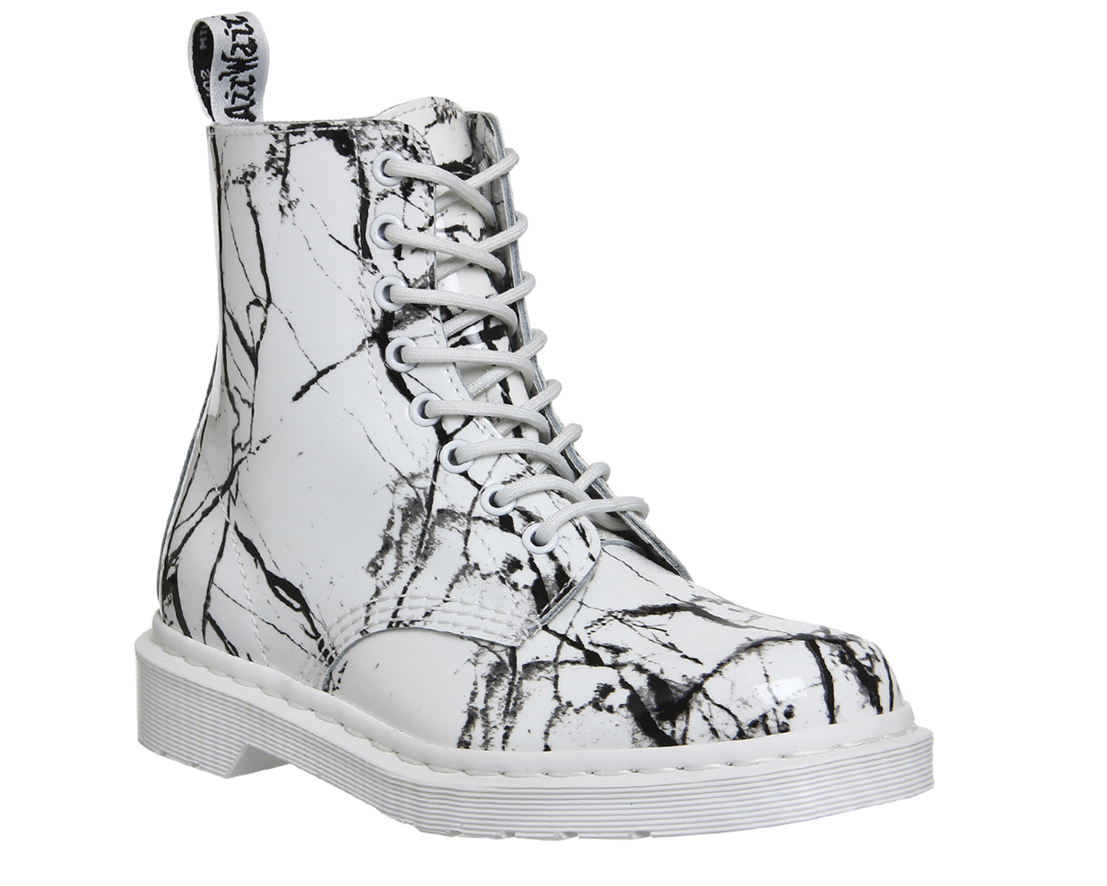 White Patent Marble - Ankle Boots