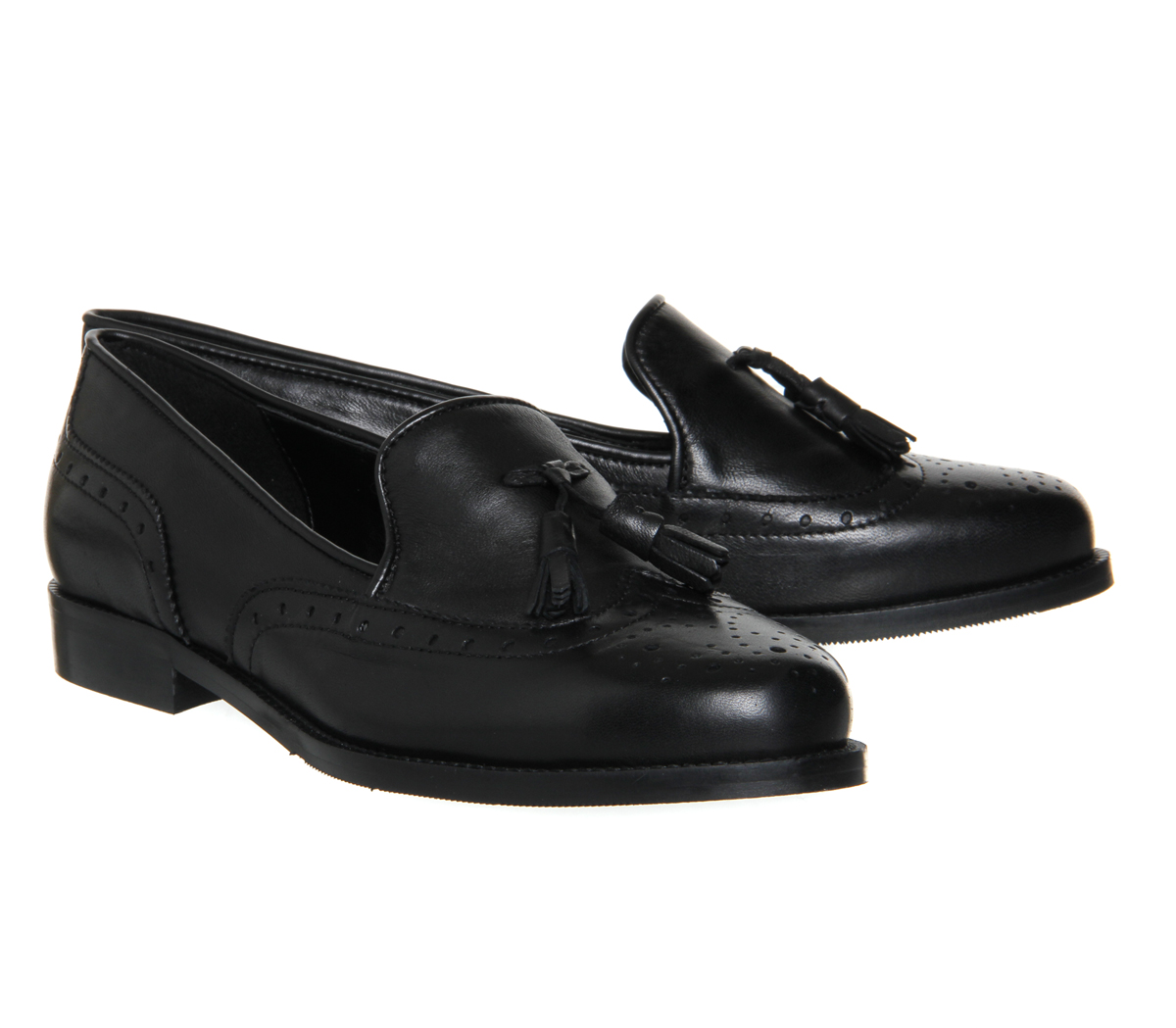OFFICE Vectra Brogue Loafers Black Leather - Flat Shoes for Women