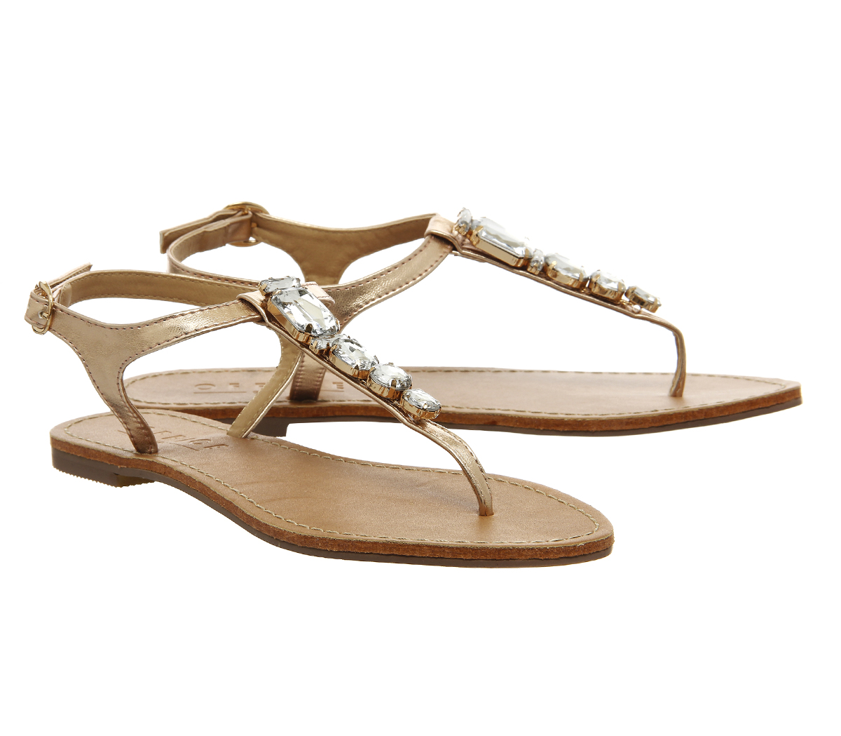OFFICEOctavia Embellished T Bar SandalsRose Gold