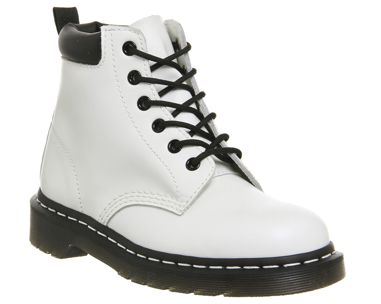 Dr. MartensPadded Collar 6 Eye BootsWhite Smooth Leather