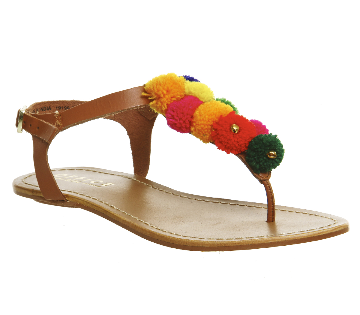 OFFICEBobble Pom Pom SandalsTan Leather