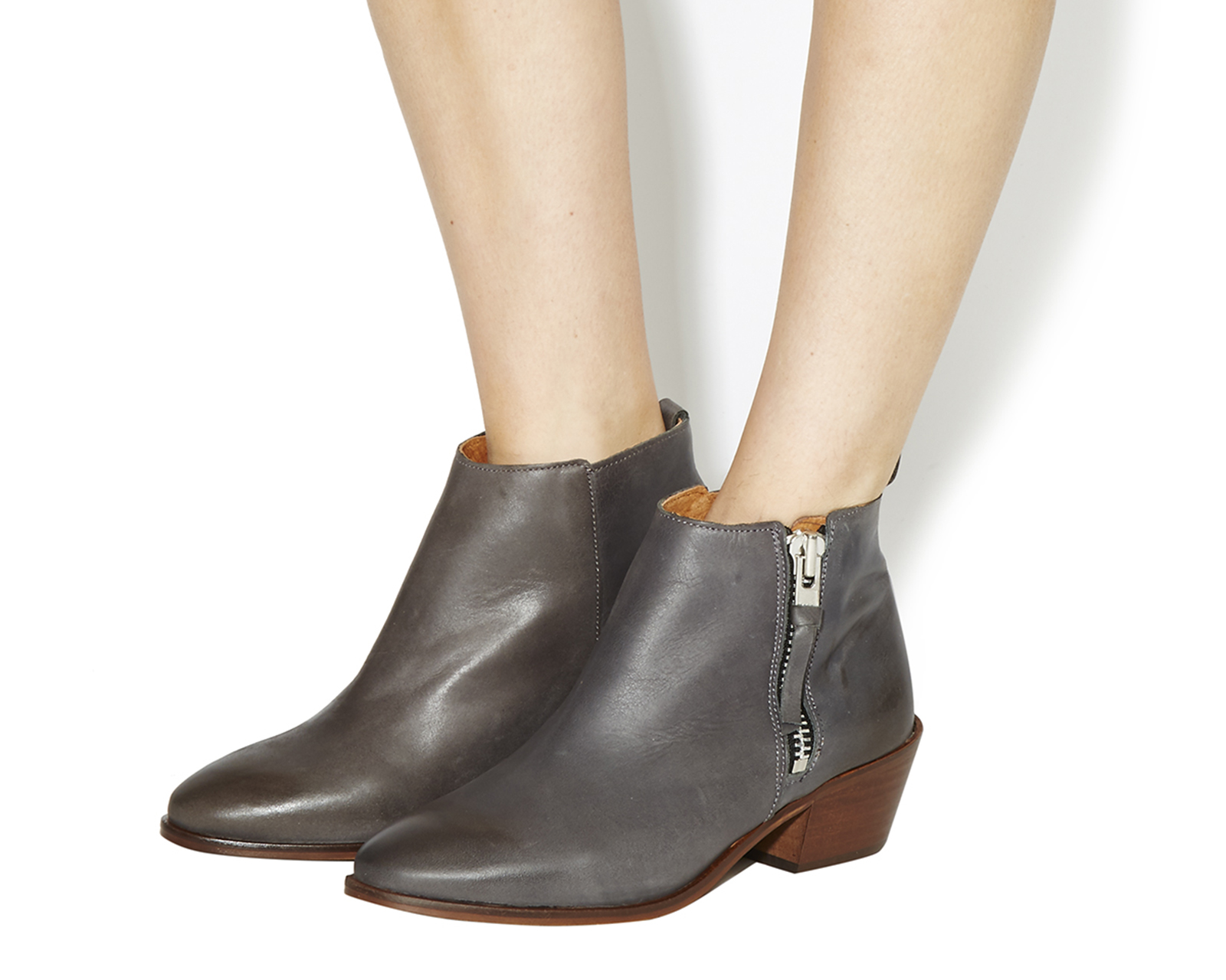 OFFICEImposter Side Zip Ankle BootsGrey Leather