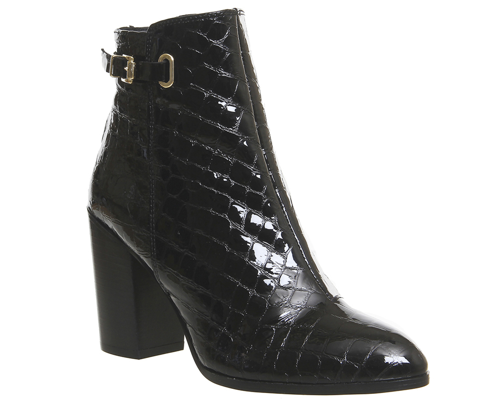 fever mid heels black croc