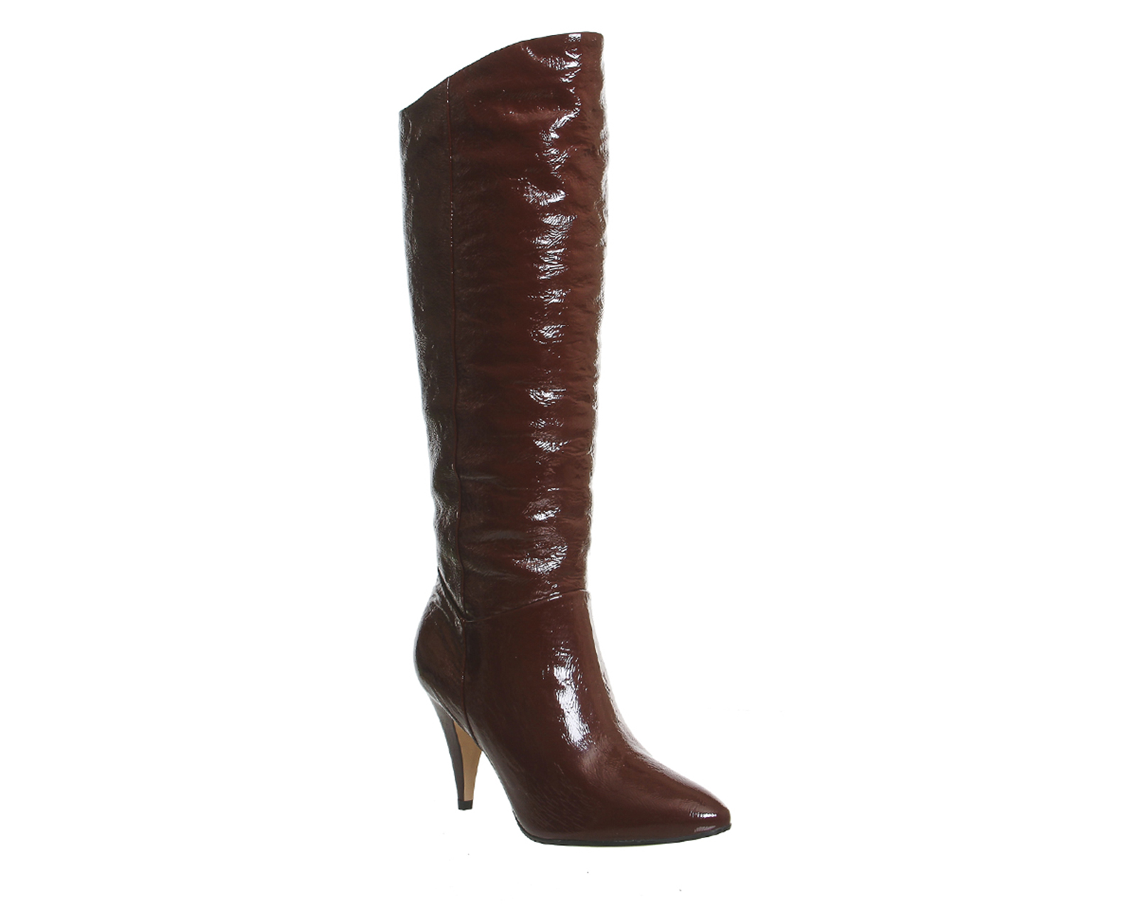 OFFICEKiss Slouch Knee BootsBurgundy Patent Leather