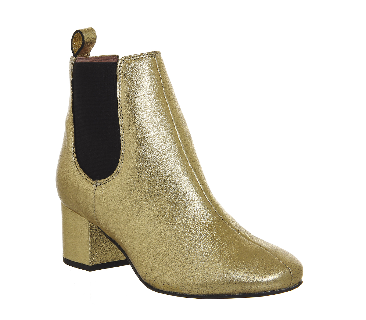 OFFICELove Bug Block Heel Chelsea BootsGold Leather