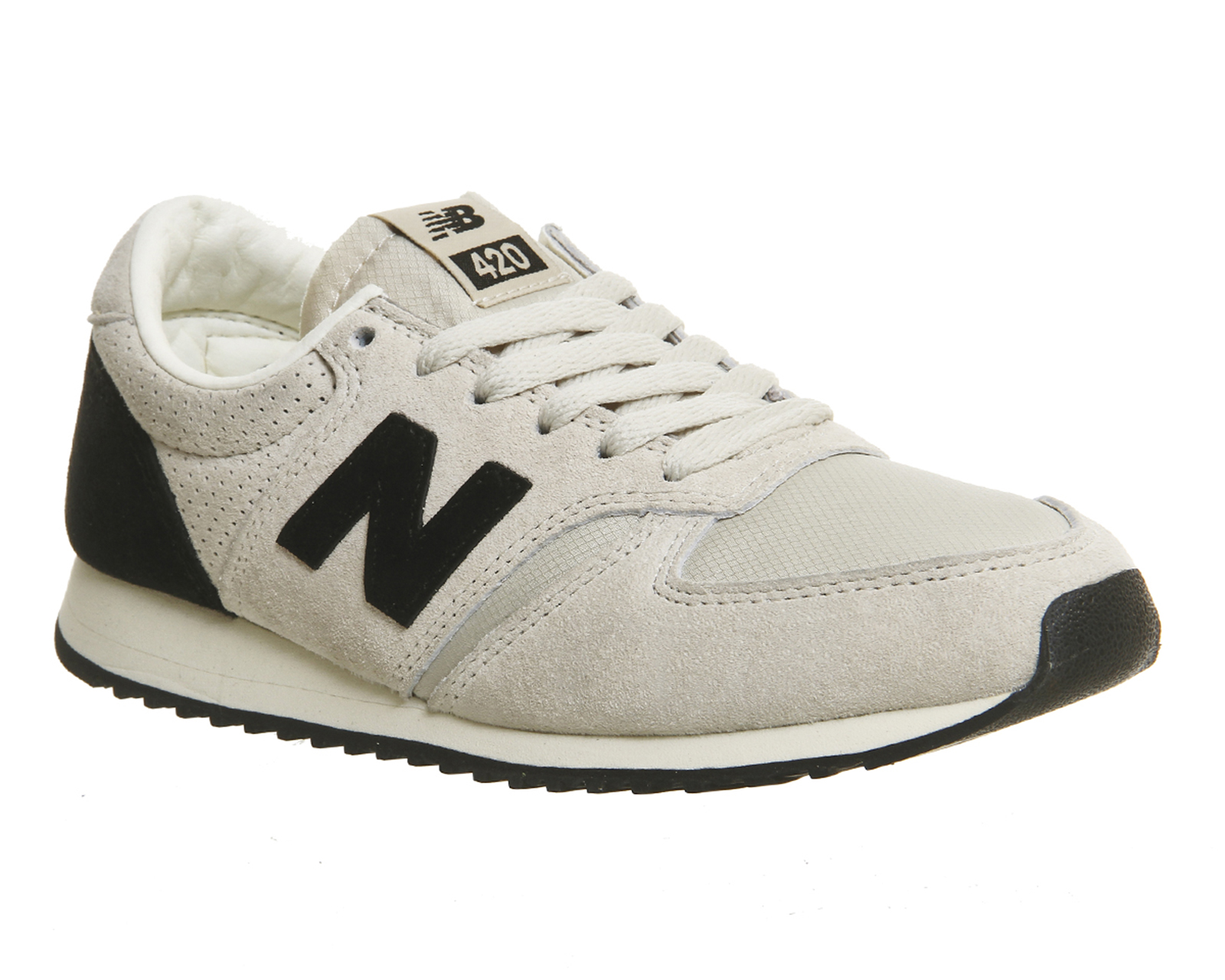 new balance 420 grey and black suede trainers