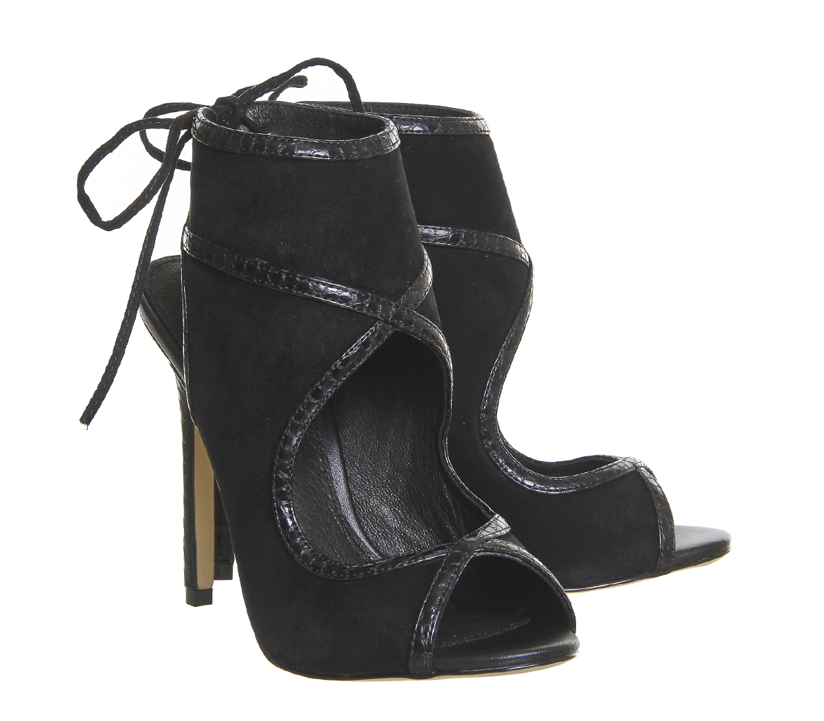 OFFICE Archie Cut Out Shoe Boots Black Suede - High Heels
