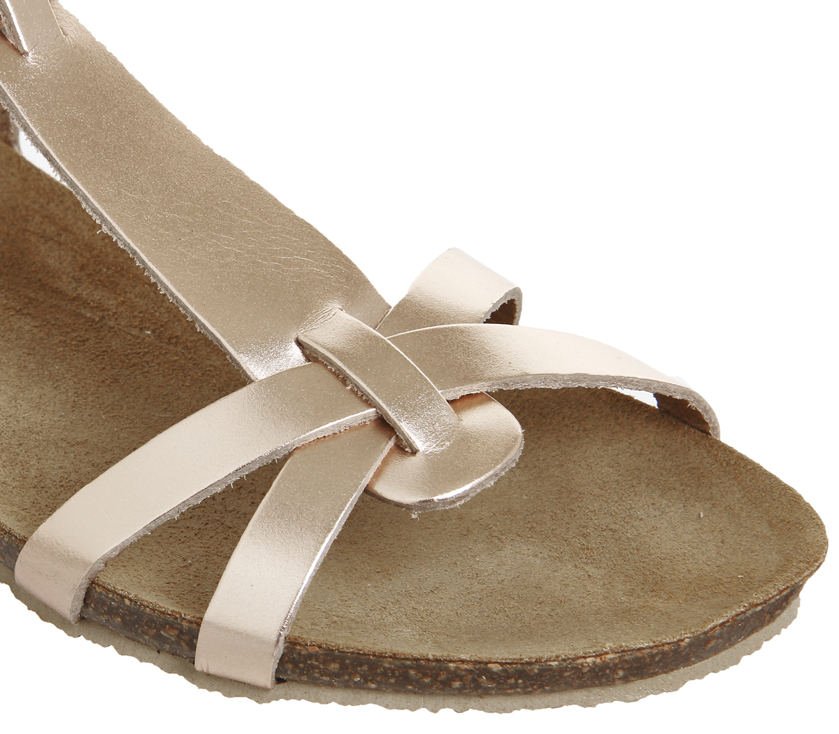 OFFICESorbet T-bar Footbed SandalsRose Gold Leather