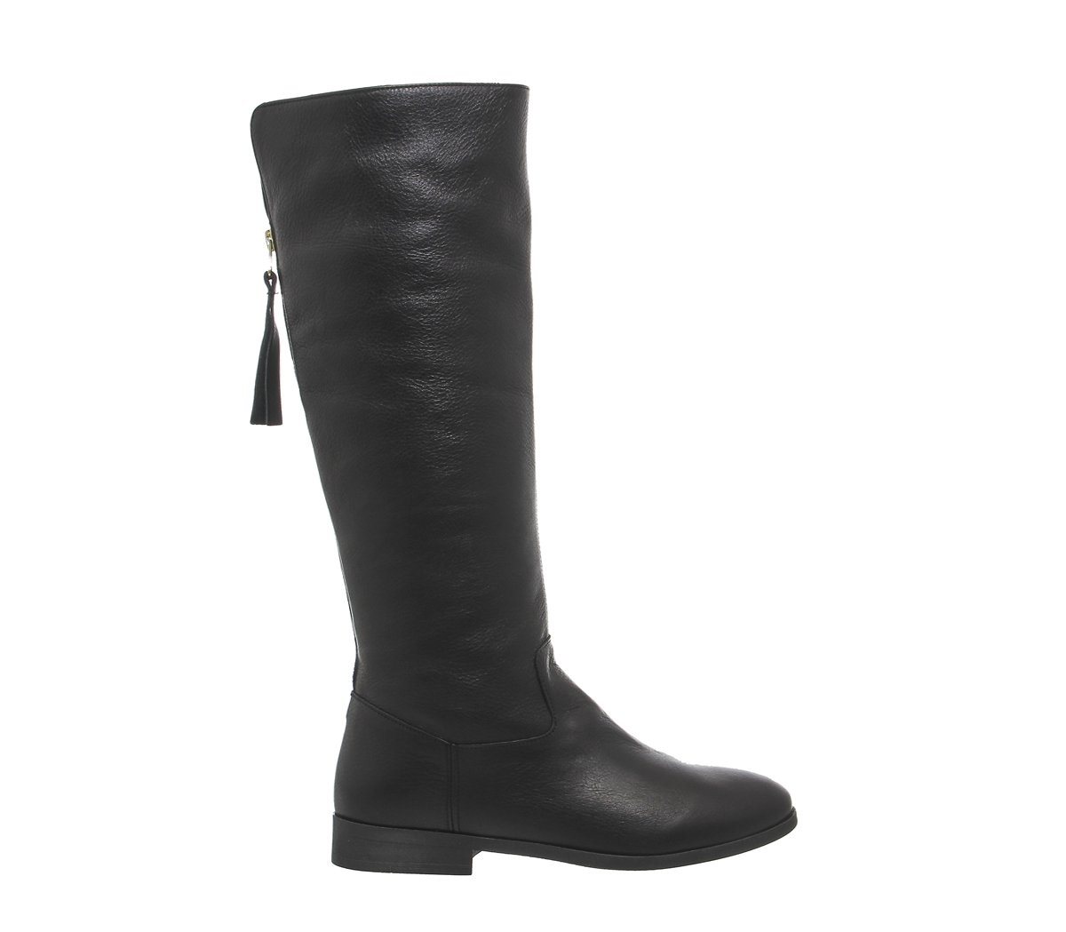 OFFICEEcru Back Zip Knee BootsBlack Leather Fur Lined