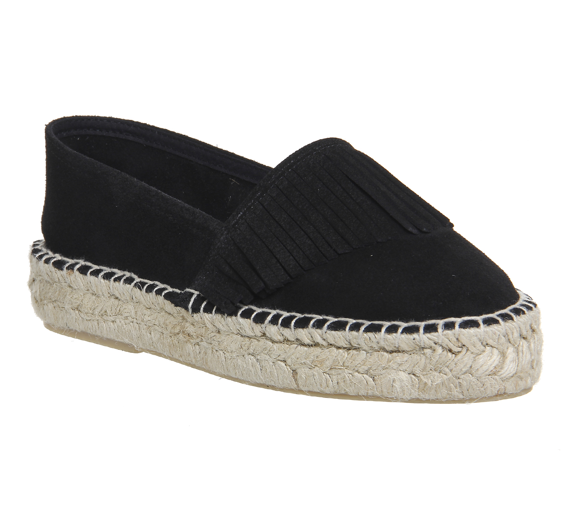 OFFICEDashing Fringe Tassel EspardilleBlack Suede