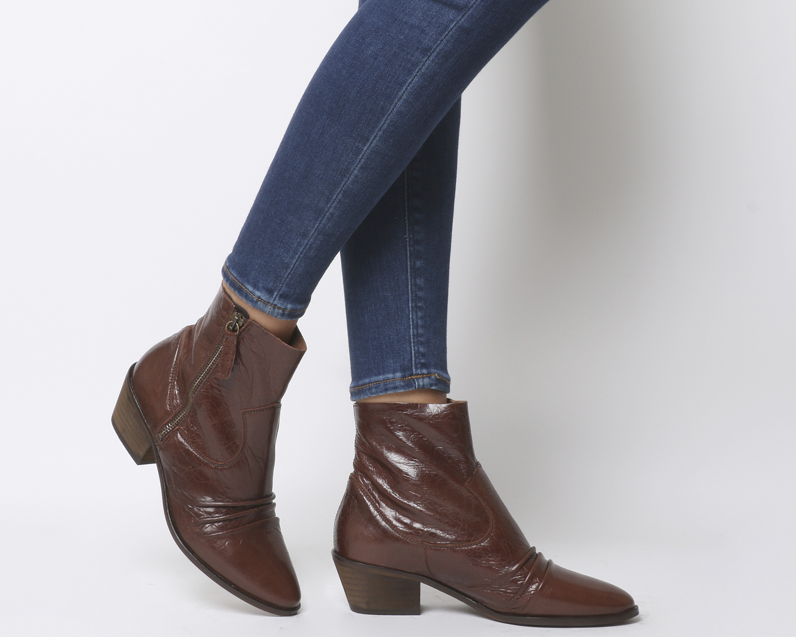tan ruched ankle boots