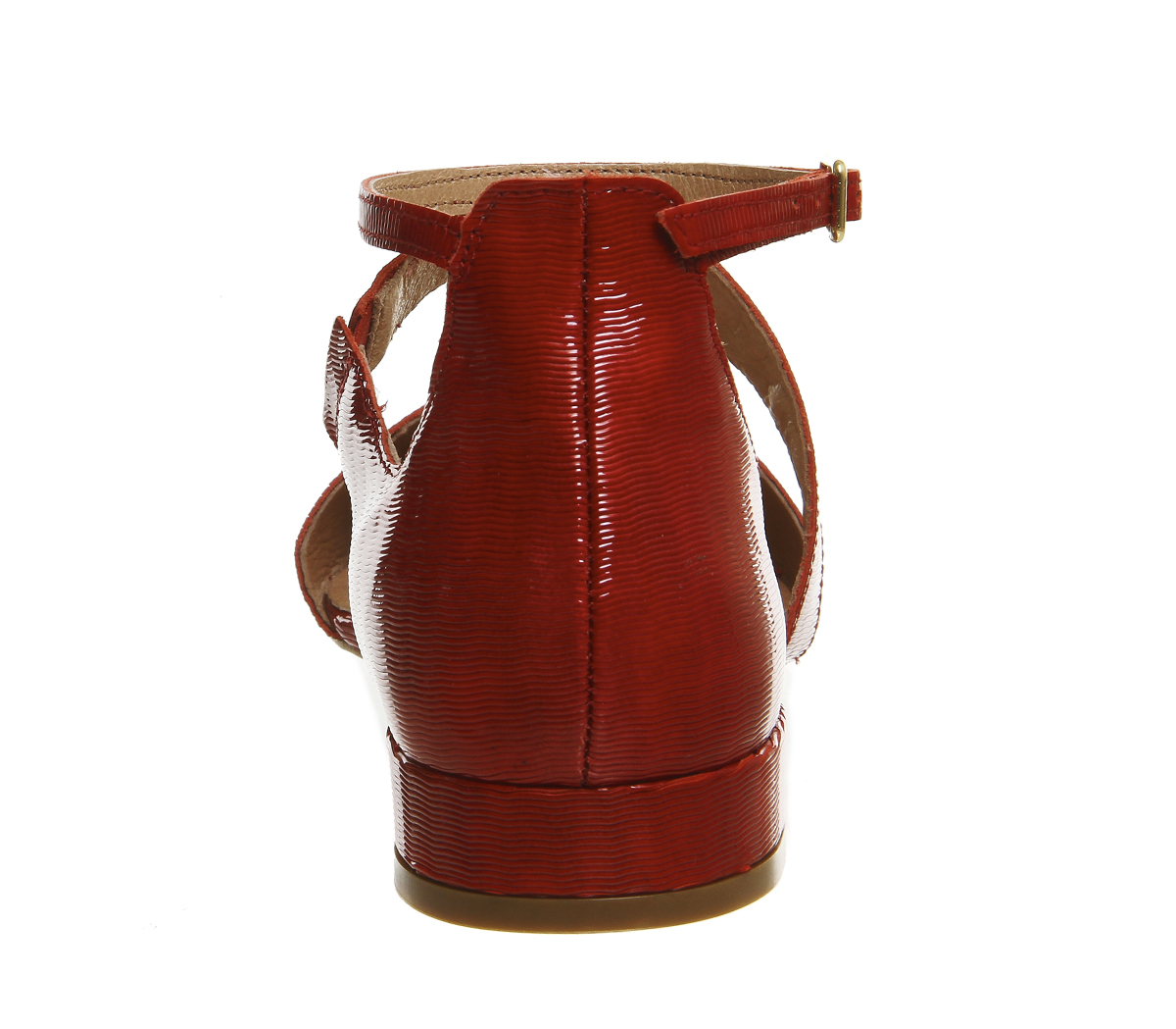 OFFICEDilly Two Part Ankle Strap Point PumpsRed Leather