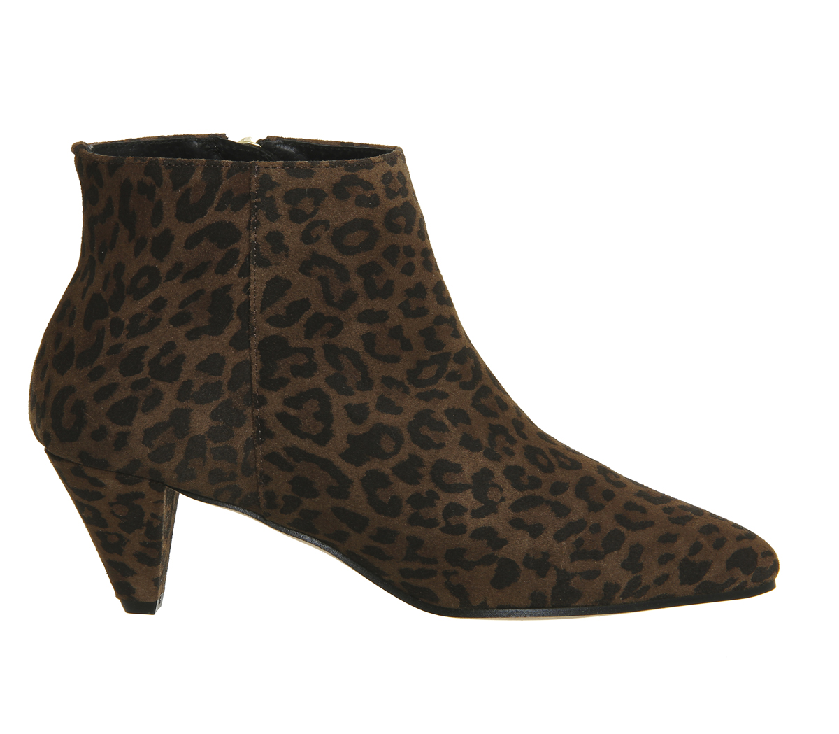 OFFICEIdyllic Cone Heel BootsLeopard Print Olive Suede