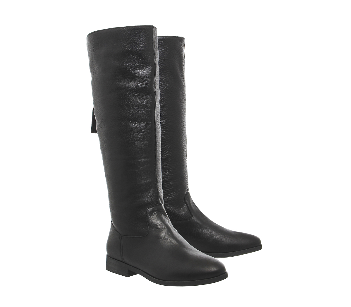OFFICEEcru Back Zip Knee BootsBlack Leather Fur Lined