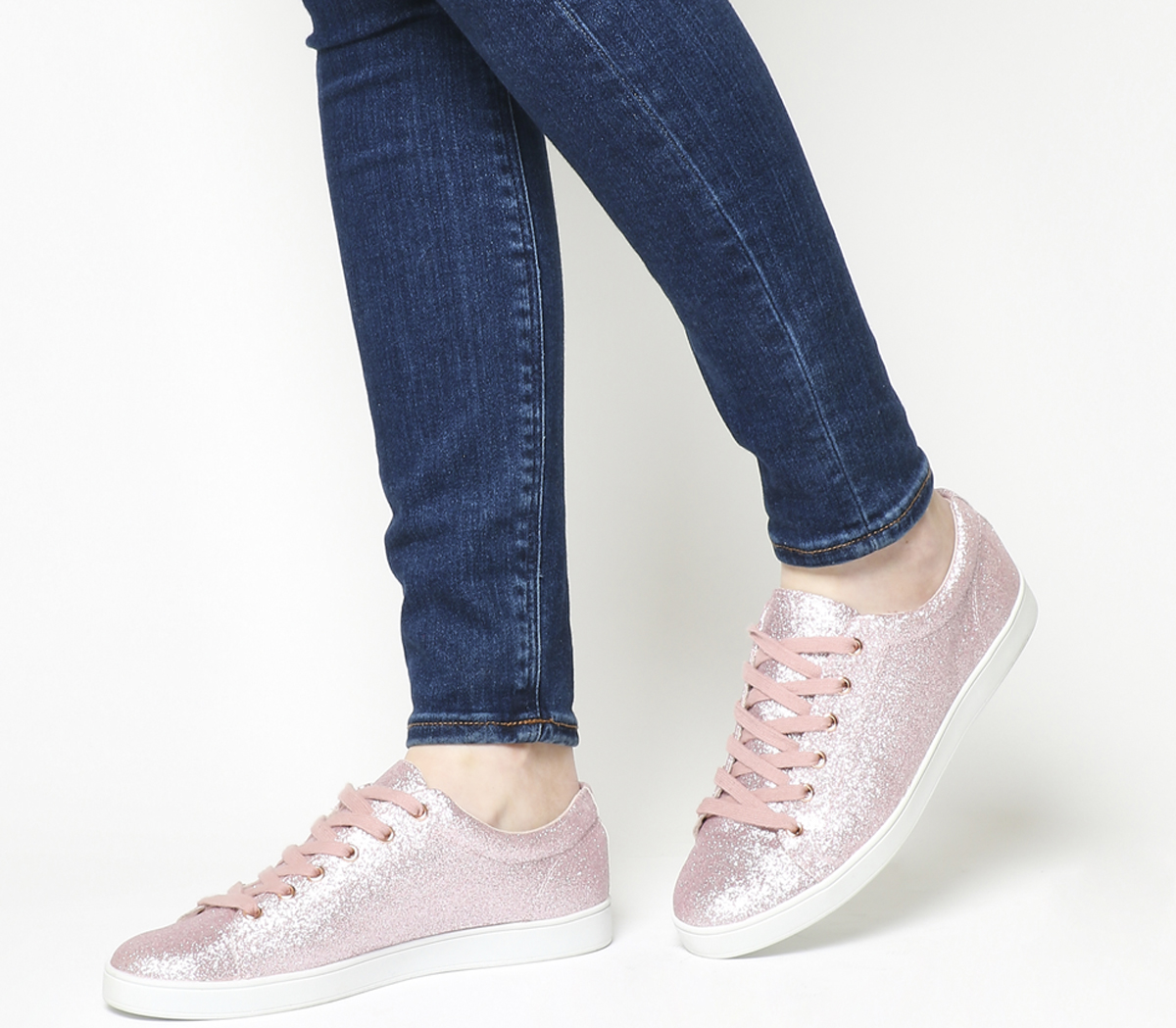 Office Penelope Lace Up Trainers Pink 
