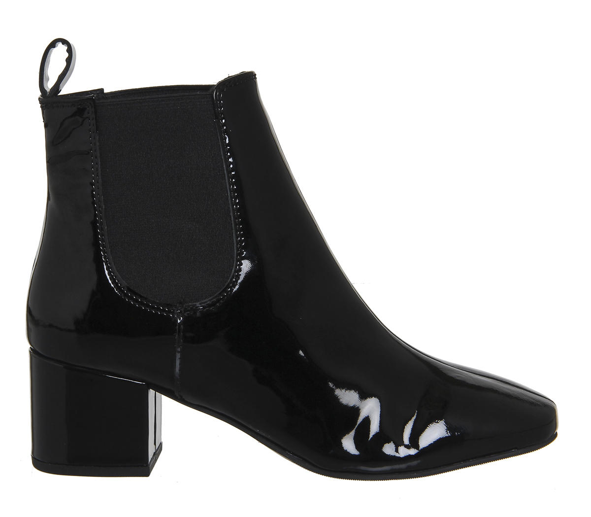 OFFICELove Bug Block Heel Chelsea BootsBlack Patent Leather