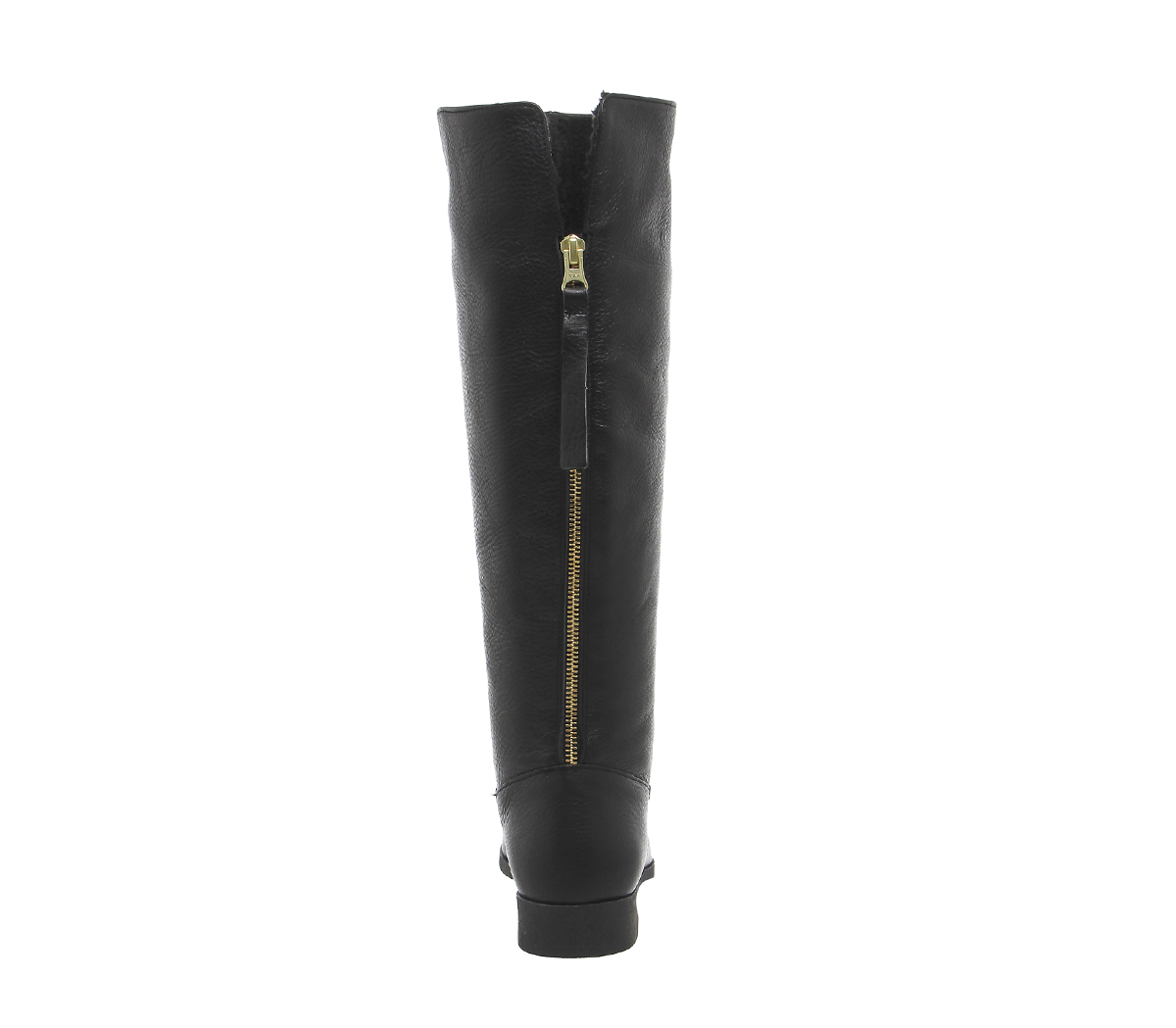 OFFICEEcru Back Zip Knee BootsBlack Leather Fur Lined