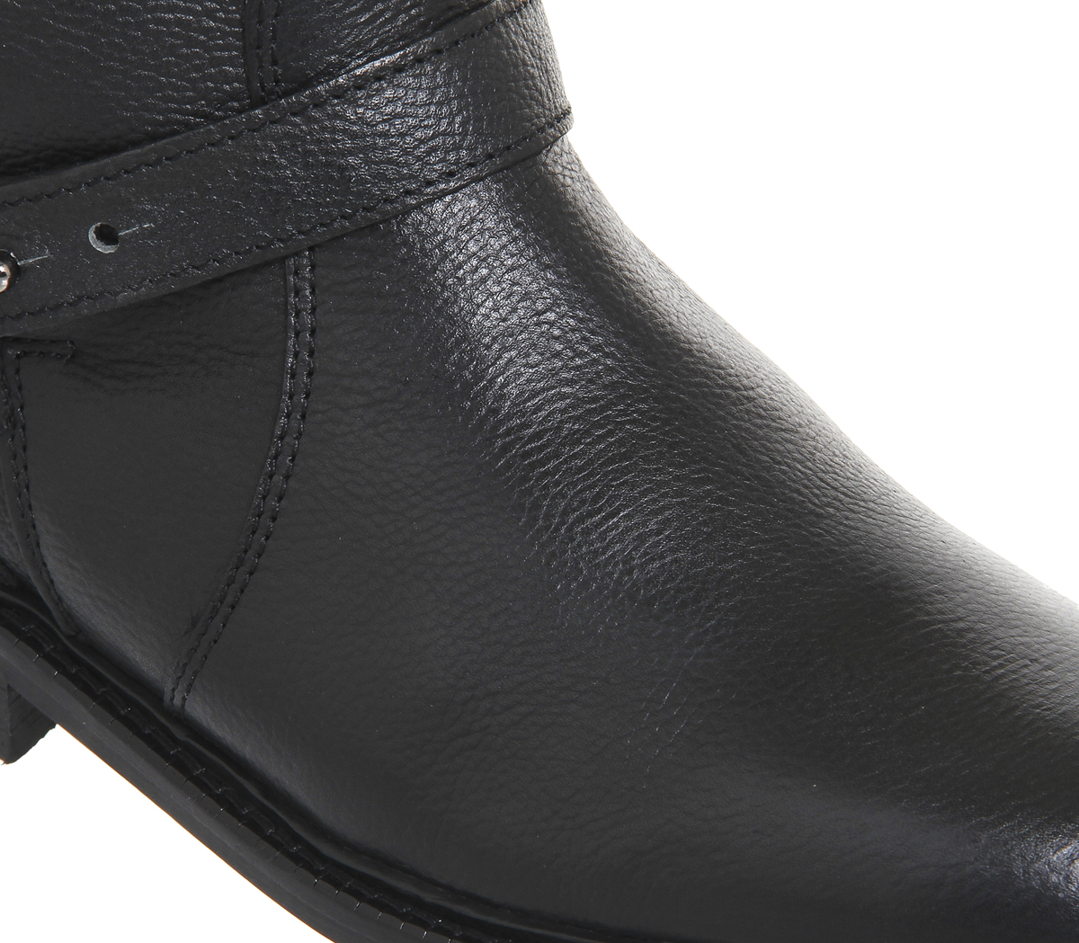 OFFICELoaded Multi Strap BikerBlack Leather Fur Lined